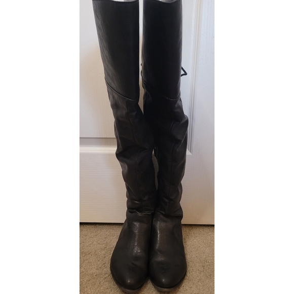 Thigh High Lace Up Boots | Black - Picture 1 of 5